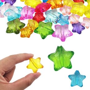 INSPIRELLE 250 Pieces Acrylic Star Beads 2 Sizes Bead in Bead for Jewelry Craft Making