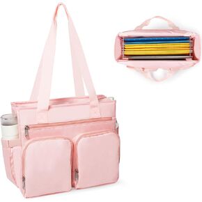 WOMACO File Tote Bag with Handle, Portable Hanging File Folder Organizer Work Bag with Zipper, Document Organizer Box for Letter Size File Folder (Black, Medium)