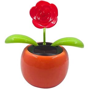 Taotenish Solar Powered Dancing Flower Swinging Animated Dancer Toy Car Decoration for Car Dashboard Office Desk Decoration - Rose