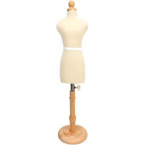 Adjustable Beige Dress Form Mannequin for Sewing Mini Female Size, Female Dress Model Display for Sewing Counter Window Display, Pinnable Model Body for Clothing Display(A)