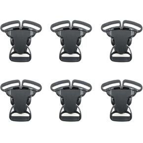 6PCS Black Split Release 3 Way Buckle 25mm Split Release Buckle Plastic Split Release Buckle For Paracord, Webbing, Backpack Straps or Slings