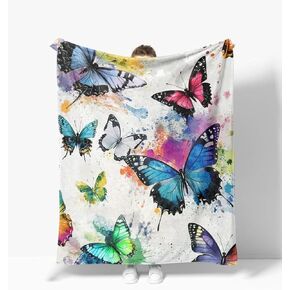 Butterfly Blanket Warm Plush Colorful Butterfly Flannel Throw Blanket Super Soft Fleece Cozy Fuzzy Butterflies Stuffed Animal Blanket Gifts for Kids Teens Adults Room Decor 40"X50"