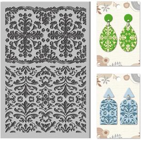 CHGCRAFT Polymer Clay Texture Sheets Baroque Pattern Texture Stamp Clay Texture Sheets Polymer Clay Texture Mat Retro Pattern Pad for Making Earrings Jewerly