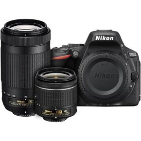 كاميرا SLR رقمية بصيغة D5500 من نيكون مع مجموعة VR II مقاس 18-55 مم (أسود)