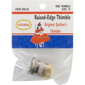 Colonial Needle Raised-Edge Thimble Size 10 Notion, Silver