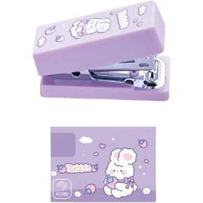Cute Caetoon Desktop Stapler with Staples, Small Mini Office Stapler, Kids Cartoon Cat Staplers for Desk, Handheld Stapler for Home Office (White)