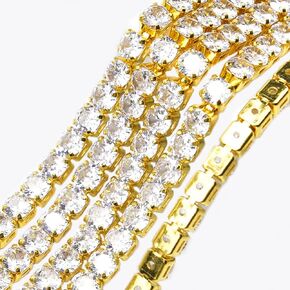 XINMILI 2 Yard 3MM AAA Zircon Crystal Rhinestone Close Chain Trim for Sewing Crafts,DIY Decoration Jewelry Necklace Diamond (4MM, Silver Base)