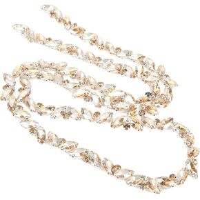 Rhinestone Crystal Chain, 1 Yard 8-Shape Design Handmade Applique Trim, DIY Embellishment for Clothing Accessories and Crafts Art (Golden)