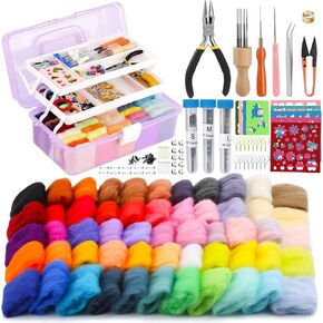 LOKUNN 55 Colors Needle Felting Kit 311 Pcs Felting Wool Kit Wool Roving in Saudi Arabia