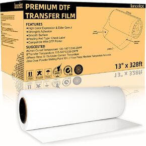 Lancelot Premium DTF Transfer Roll Film 13" x328ft A3+ DTF Roll Film Double-Sided Matte Roll PET Heat Transfer Film for DIY Direct Print on Dark and Light Clothing T Shirt