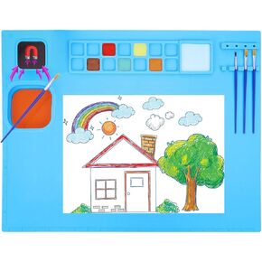 Silicone Craft Mat, Large Silicone Mat for Painting, 20"x16" Nonstick Nonslip Silicon Mat with Magnetic Detachable Cleaning Cup, Mat for Painting, Art, DIY, Resin, Clay and Play Doh