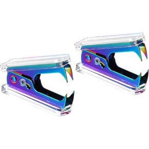 PATIKIL Acrylic Staple Remover, 2 Pack Portable Lockable Jaw Style Staple Puller Removal Tools with Plastic Box for Home Office Desktop, Rose Gold