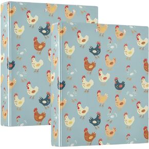 3 Ring Binder 1 Pack Cute Chickens Binder with 2 Pockets Design Three Ring Binder with 1.5 inch Round Ring for School or Office Supplies