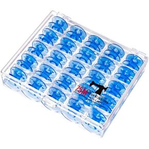 Janome Blue Bobbins with 75 Million Machine Logo and Storage Case (25 Blue Bobbins)