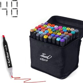 Alcohol Markers Set 80 Colors,Art Supplies Markers for Adults, Dual Tip Drawing Markers for Artists,Markers for kids ages 8-12, Ideal Painting Markers for Drawing,Sketching and Designing(White)