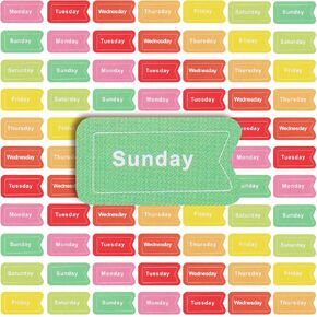 140 Pcs Day of The Week Stickers Monday to Sunday Self Adhesive Day of Week Stickers for Mini Back to School Date Covers Decorative Planner Removable Labels Journal School Supplies (Bright Colors)