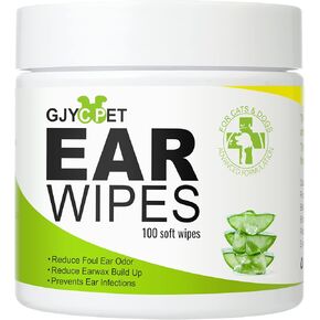 Dog Ear Wipes - Cat Dog Ear Cleaner, Puppy Ear Wipes Wash Cleaner for Dogs Cats - 100 Wipes for Dog Cat Ear Cleaning, Remove Ear Wax Dirt Debris for Dogs Cats Ear Infection Treatment Wipes