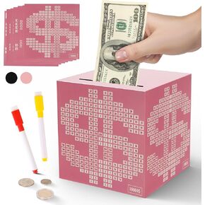 Money Saving Box Challenge, Unbreakable Pink Money Box with Goal Tracker in Saudi Arabia