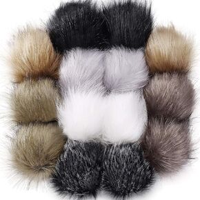 Tatuo 14 Pcs Faux Fur Pom Pom for Hats DIY Pom Poms Ball for Shoes Scarves Bag Pompoms Keychain Charms Accessories