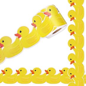 65.6Ft Duck Bulletin Board Borders Cute Yellow Rubber Duck Die Cut Trim Border Roll for Kindergarten Classroom Chalkboard Window Decor