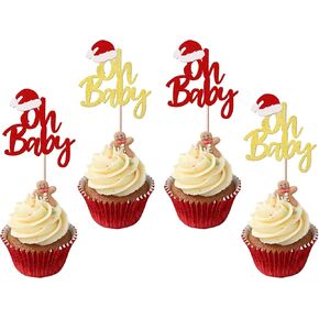 Rsstarxi 24 Pack Merry Grinchmas Cupcake Toppers Red Green Glitter Santa Hat Merry Christmas Cupcake Picks for Grinch Christmas Theme Xmas Holiday Kids Birthday Party Cake Decorations Supplies in Kuwait