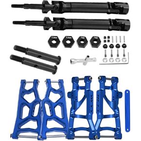 RC Upgrades Part for 1/10 Rustler VXL 2wd/Stampede VXL 2wd，2PCS Rear Drive Shaft CVD,Front Axles,Alloy Front Rear Suspension A Arms,Stainless Steel #45 Drive Shaft with Hex,Red