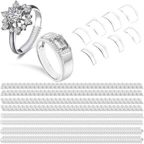 Qianyu 16 Packs Ring Size Adjuster for Loose Rings Invisible Spacers Guards Tightener 8 Sizes Silicone Transparent Ring Spacer Resizer Set for Women Men Wedding Assorted Size Rings Accessories