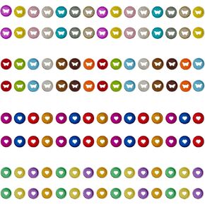 120 Pcs Discbound Expansion Discs, 24mm Plastic Binder Discs Multicolor Book Binding Discs, Heart/Butterfly Loose Leaf Mini Disc Binder Ring for DIY Notebooks Planners Scrapbook