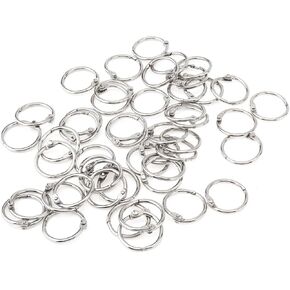 Loose Leaf Binder Rings 1 Inch (50 Pack) Metal Book Ring Clips, Small Circle Keychain Key Rings for Index Cards, Notebook, Crafts, Flashcard, Paper, for Office, Classroom (1 Inch / 25 mm)