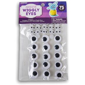 Adhesive Wiggly Eyes- Kids Craft Wiggle Eyes - 75 Count Assorted Sizes