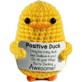 Inspirational Crochet Positive Duck，Stocking Stuffers for Women Cute Handmade Potato Knitted Duck Toy with Positive Card Cheering I Duck Love You Birthday Gifts for Women
