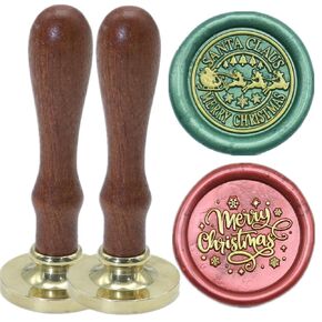 Santa Claus Wax Seal Stamp Set, ONWINPOR 6Pcs Christmas Tree Elk Wax Seal Stamp Kit Removable Sealing Stamp Head, Northpole Wax Seal Kit Great for Decorating Christmas Party Invitations (SDkit01)