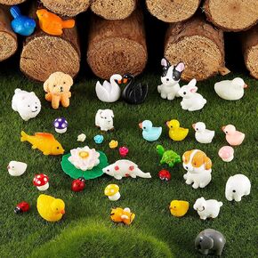 100 Pieces Mini Resin Animals Miniature Panda Figurine Garden Animal Figurine Miniature Duck Figurine Micro Landscape Fairy Dollhouse Ornament for DIY Plant Bonsai Accessories(Vibrant Style)