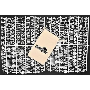 White Letter Set for Changeable Felt Letter Boards, 3/4" 460 Characters (Includes Letter Board Letters, Symbols / Emojis, Numbers, Punctuation) & Burlap Storage Bag