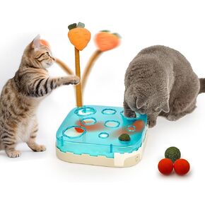 Interactive Cat Toy for Indoor Cats - Automatic Electric Cat Toy with Rolling Ball, Cat Feather Wand, and Catnip Ball for Kittens and Cats