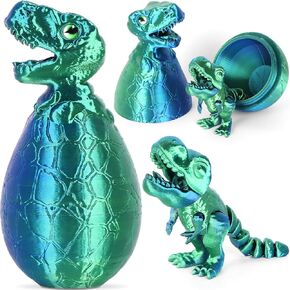 3D Printed Dinosaur Toys Dragon Egg,Dragon Eggs with Dragon Inside,Crystal Dragon Fidget Toys, 3D Printed Dragon Egg Full Articulated 3D Printed Toys Dinosaur Eggs Inside Out Toys (Blue Green)