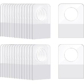 500 Pcs Hang Tags, 1-1/4 x 7/8 Inch Self-Adhesive Clear Hang Tags with Round Hole, Plastic Hanging Tabs for Retail, Jewelry, Handicrafts, Small Items Display