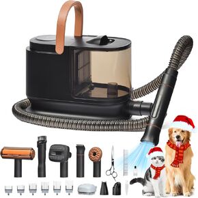Bunfly Dog Hair Vacuum & Dog Grooming Kit, Pet Grooming Vacuum with 13,000kPa Powerful Suction for 99% Pet Hair Removal, 3.5L Capacity, 16 Grooming Tools for Dogs, Cats and Other Pet, Home Cleaning