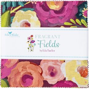 Fragrant Fields Riley Blake 5-inch Stacker, 42 Precut Fabric Quilt Squares by Lila Tueller