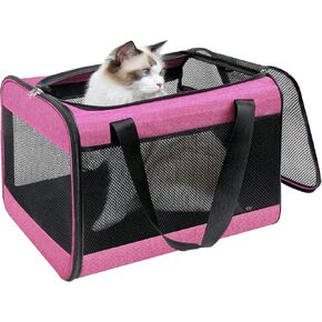 HiCaptain Pink Cat Carrier Bag, Lightweight Soft Cat Carrier with Top Mesh Window, Breathable Pet Carrier for Medium Cats and Small Dogs Puppies up to 15 lb - Pink