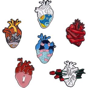 SUNNYCLUE 1 Box Gothic Lapel Pins Anatomical Heart Brooches Enamel Lapel Pin Badge Anatomy Pin Badges Zinc Alloy with Iron Butterfly Clutches for Bag Clothes Decoration Metal Halloween Brooches