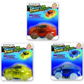 Mindscope Twister Tracks Trax Light-up LED 360 Sport Car Series (3 Vehicles in Giftable Retail Boxes) Compatible with All Twister Tracks & Neo Tracks