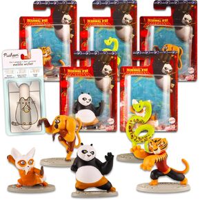 Kung Fu Panda Mini Figures Cake Topper Birthday Party Supplies - Bundle with 5 Kung Fu Panda Characters Cake Toppers & More | Kung Fu Panda Miniature Party Favors