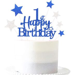 Glittery 16th Cake Topper with Star Boys and Girls 16th Birthday Party Supplies, Sixteen Years Old Birthday Party Decorations Royal Blue