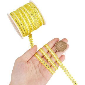 27 Yards 8mm Yellow Braided Ribbon Trim RIC Rac Ribbon Metallic Wave Yarn Rick Rack Sewing Zig Zag Bending Fringe Fabric Lace Trim for Sewing Making Gift Wrapping DIY Christmas Decor Supply