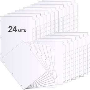 Thenshop 192 Pieces 3 Ring Binder Dividers with Tabs 24 Sets 8 Tab Dividers for 3 Ring Binders Letter Size Page Dividers for 3 Ring Binder with Tabs (Bright Color)