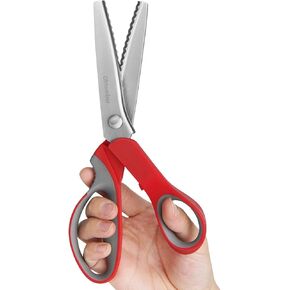 Ohtomber Pinking Shears Craft Scissors - 9" Stainless Steel Fabric Craft Scrapbook Pinking Shears Scissors for Fabric Cutting, Decorative Zig Zag Sewing Cutter with Comfort Grips