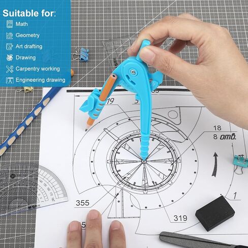 20 Pieces Compass Geometry Tool Multicolour Math Compass Drawing Compass for Geometry Plastic Geometry Compass with Pencil for Student Classroom School Office Drafting Art Drawing (4 Colors, 20 PCS) in Kuwait