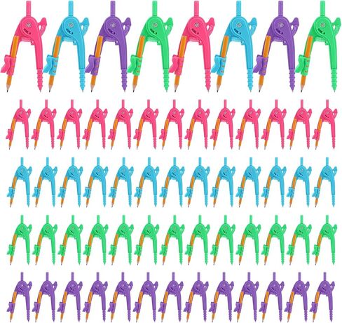 20 Pieces Compass Geometry Tool Multicolour Math Compass Drawing Compass for Geometry Plastic Geometry Compass with Pencil for Student Classroom School Office Drafting Art Drawing (4 Colors, 20 PCS) in Kuwait