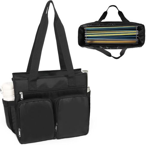 WOMACO File Tote Bag with Handle, Portable Hanging File Folder Organizer Work Bag with Zipper, Document Organizer Box for Letter Size File Folder (Black, Medium) in Saudi Arabia